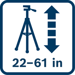 Tripod extends from 22 to 61 inches (55 to 155 cm).