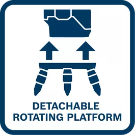 Detachable rotating platform with manual fine adjustment for easy set-up.