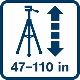 Tripod extends from 47 to 110 inches. (119 to 279 cm).