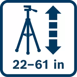 Tripod extends from 22 to 61 inches (55 to 155 cm).