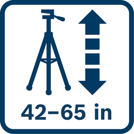 Tripod extends from 42 to 65 inches (106 to 165 cm).