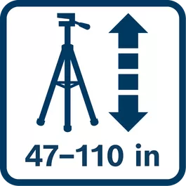 Tripod extends from 47 to 110 inches. (119 to 279 cm).