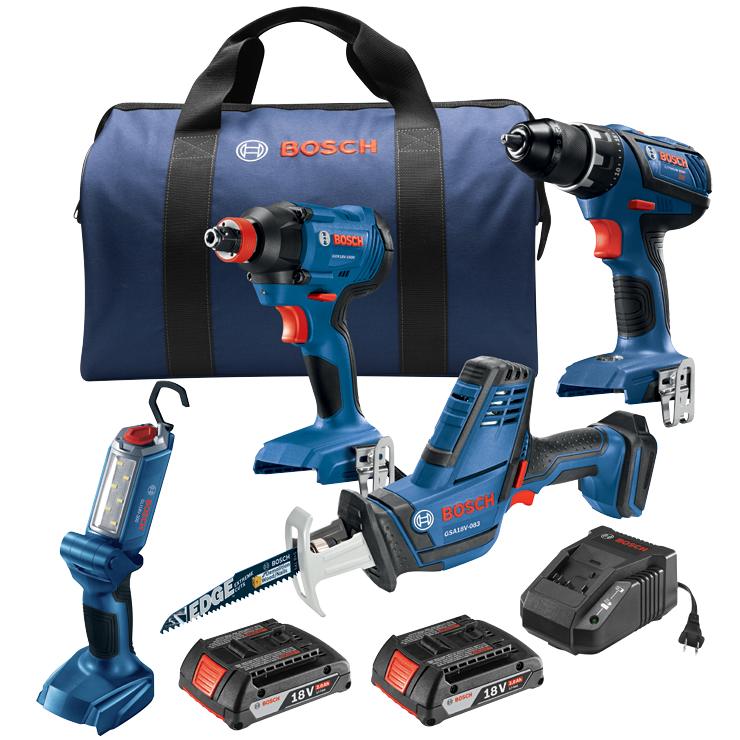 18V 4-Tool Combo Kit with Compact Tough 1/2 In. Drill/Driver, 1/4 In. and 1/2 In. Two-in-One Bit/Socket Impact Driver, Compact Reciprocating Saw and LED Worklight-GXL18V-496B22-Kit