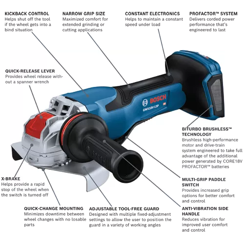 GWX18V 13PN 18V X LOCK Angle Grinders