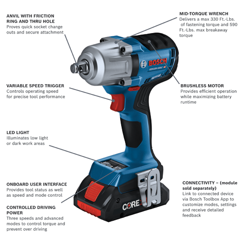 GDS18V 330CB25 18V Impact Wrenches