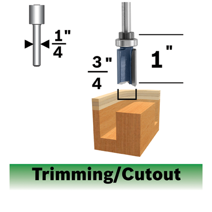 Carbide-Tipped Top Bearing Straight Trim Bits - Bosch Professional