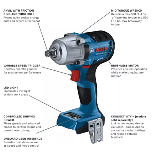 Electric impact wrench with torque online settings