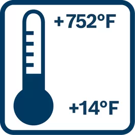 Infrared temperature measurement range of +14 to +752°F (-10 to +400 °C).