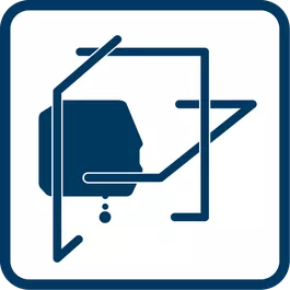 Laser Configuration: 1 Horizontal, 2 Vertical Lines, and 1 Vertical Point to align, level, and plumb.