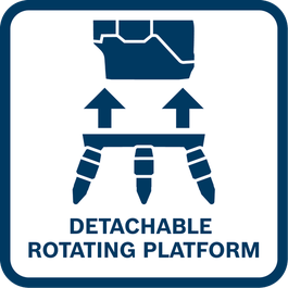 Detachable rotating platform with manual fine adjustment for easy set-up.